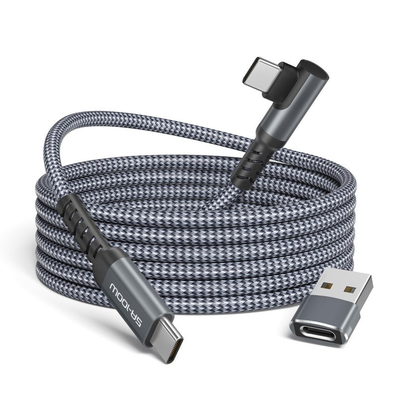 Basesailor iPhone 16 15 Pro Max Charger Cable,USB C to USB C 100W Cable 10FT with USB A Adapter,Right Angle Fast Car Charging PD Cord for MacBook,iPad 10 Air 5 4 Mini 6,Samsung S24 S23 S22,A14 A13 A54 - Image 1